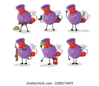 hair dryer troops character. cartoon mascot vector