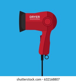 Hair dryer vector flat design.