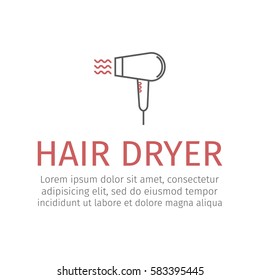 Hair dryer. Vector icon for web graphic.