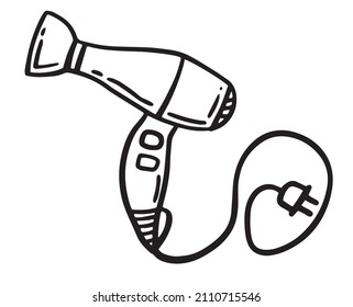 Hair dryer vector illustration. Doodle hand drawing