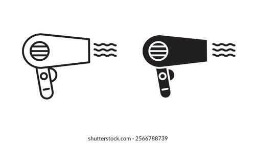 Hair dryer vector line icon illustration