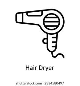 Hair Dryer Vector outline Icon Design illustration. Kitchen and home  Symbol on White background EPS 10 File