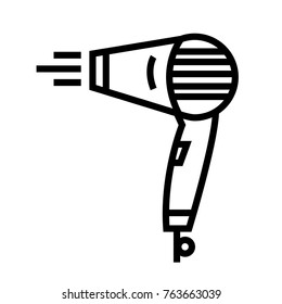 Hair dryer vector outline icon