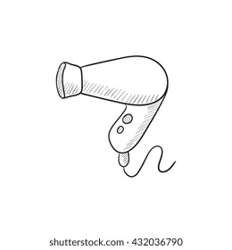 Hair dryer vector sketch icon isolated on background. Hand drawn Hair dryer icon. Hair dryer sketch icon for infographic, website or app.