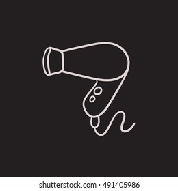 Hair dryer vector sketch icon isolated on background. Hand drawn Hair dryer icon. Hair dryer sketch icon for infographic, website or app.