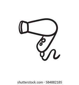 Hair dryer vector sketch icon isolated on background. Hand drawn Hair dryer icon. Hair dryer sketch icon for infographic, website or app.