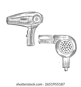 secador de cabelo vetor esboço linha arte mão desenhado ilustração