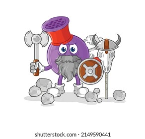 hair dryer viking with an ax illustration. character vector
