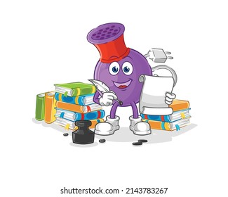 hair dryer writer vector. cartoon character