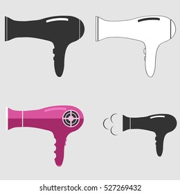 Hair dryers, a hair dryer icon. Flat design, vector.