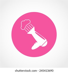 Hair drying symbol. Blowing hot air. Turn on. Hairdryer sign Icon Isolated on White Background