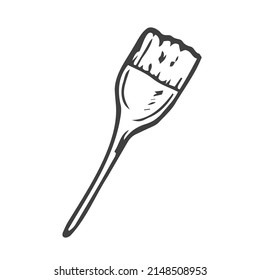 Hair dye brush. Professional hair dresser tool. Hand drawn doodle icon. Vector illustration. Barber symbol