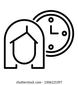 Hair dye clock time icon. Outline hair dye clock time vector icon for web design isolated on white background