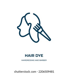 Hair dye icon. Linear vector illustration from hairdressing and barber shop collection. Outline hair dye icon vector. Thin line symbol for use on web and mobile apps, logo, print media.