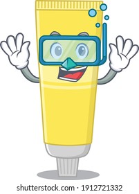 Hair dye mascot design swims with diving glasses. Vector illustration