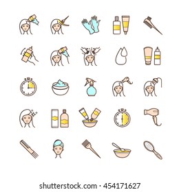 Hair dyeing icons set for your design