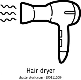 Hair dyer line icon. Hair care routine tools. Use  for online shop, beauty salon, spa or blogger, hairdresser story highlights. Isolated on white background.