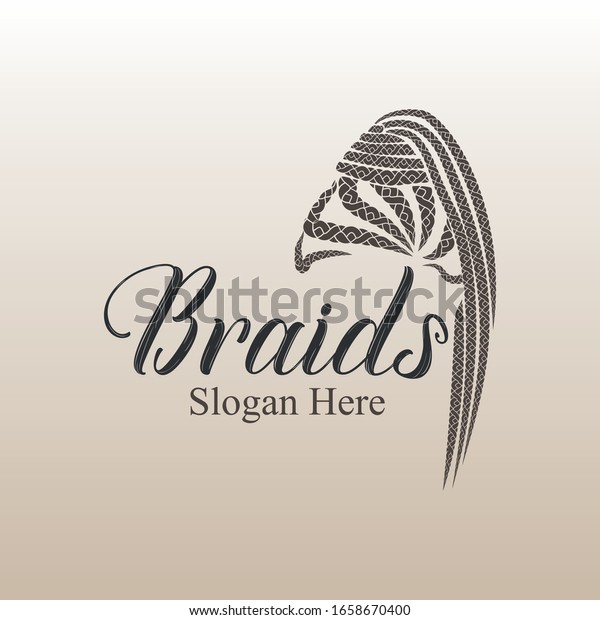 Hair\
extension girl braids style logo vector\
design