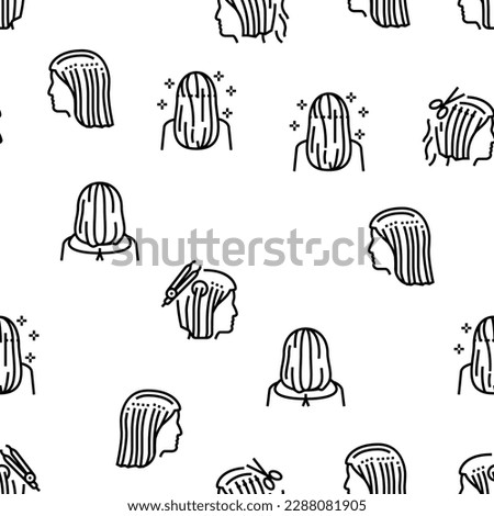 Hair Extension Salon Procedure Vector Seamless Pattern Thin Line Illustration