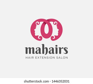 HAIR EXTENTIONS SALON LOGO VECTOR ICON