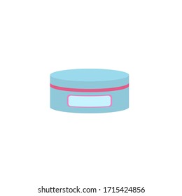 Hair or face cream in beauty jar. Equipment for body,skin and face care. Trendy flat vector illustration