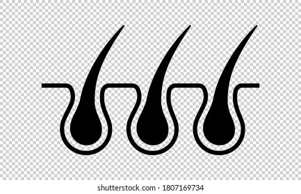 Hair follicle growth line icon. Trichoscopy: medical diagnostics of scalp disease. Laser depilation and care of human skin conceptual logo design for dermatology. Vector EPS 10