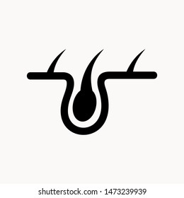 Hair follicle icon. Hair bulb medical symbol. Removal, treatment and transplantation concept. Vector illustration.