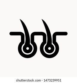 Hair follicle icon. Hair bulb medical symbol. Removal, treatment and transplantation concept. Vector illustration.