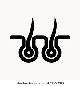 Hair follicle icon. Hair bulb medical symbol. Removal, treatment and transplantation concept. Vector illustration.