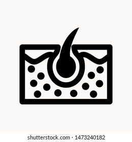 Hair follicle icon. Hair bulb medical symbol. Removal, treatment and transplantation concept. Vector illustration.