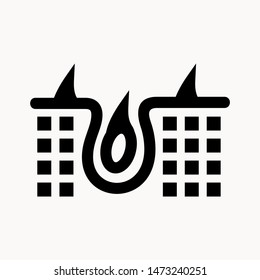 Hair follicle icon. Hair bulb medical symbol. Removal, treatment and transplantation concept. Vector illustration.