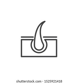 Hair follicle line icon. linear style sign for mobile concept and web design. Human hair outline vector icon. Symbol, logo illustration. Vector graphics