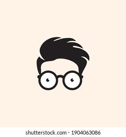 hair and glasses for Geek Logo, Vector Logo template