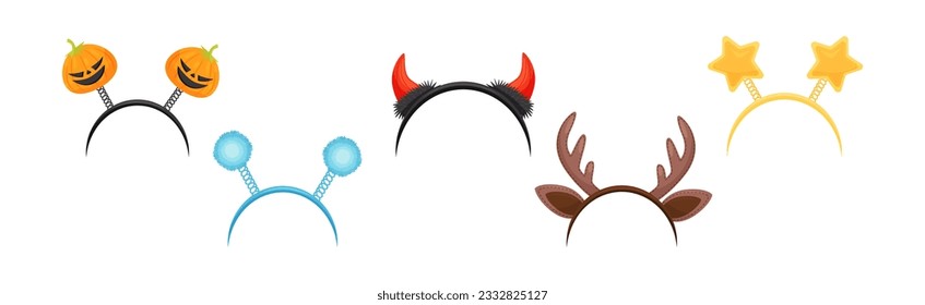 Hair and Head Bands with Fancy Element Vector Set