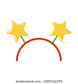 Hair hoop with yellow stars. Funny headdress for party, festival, carnival, holiday, Christmas. Cartoon style. Attribute of costume. Vector isolated.