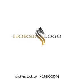 Hair Horse Logo design Concept Gold