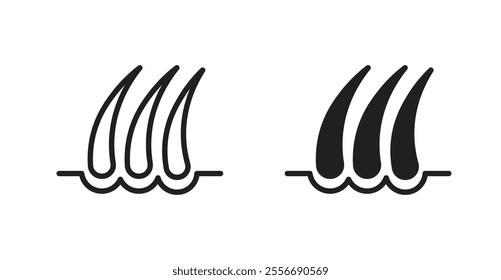 Hair icon set in Thin line black color.