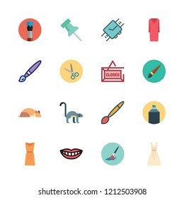hair icon set. vector set about paint brush, closed, wristwatch and pin icons set.