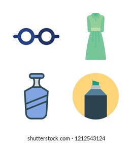 hair icon set. vector set about highlighter, shampoo, dress and eye glasses icons set.