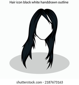 Hair icon sets collection black white handdrawn outline