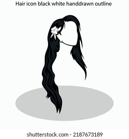 Hair icon sets collection black white handdrawn outline