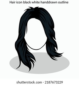 Hair icon sets collection black white handdrawn outline