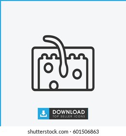hair icon. simple outline hair vector icon. on white background.