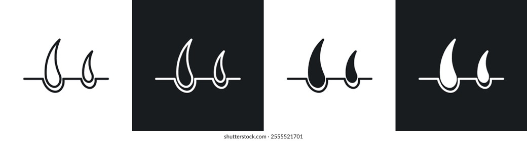 Hair icon vector collection in black and white.