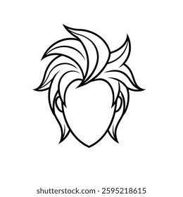  hair icon vector silhouette  with while Background art
