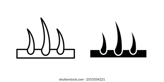 Hair icons in black filled and outlined style