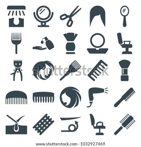 Hair Icons Set 25 Editable Filled Stock Vector (Royalty 