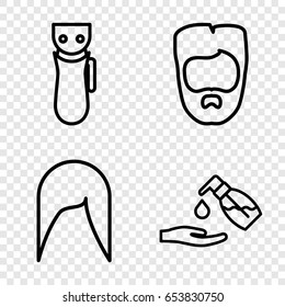 Hair icons set. set of 4 hair outline icons such as electric razor, woman hairstyle, man hairstyle