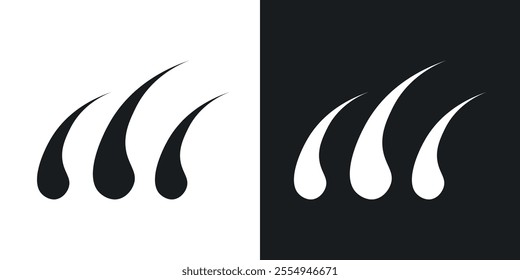 Hair icons in solid black and white colors