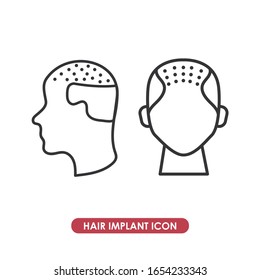 Hair implant line icon. Health care symbol.